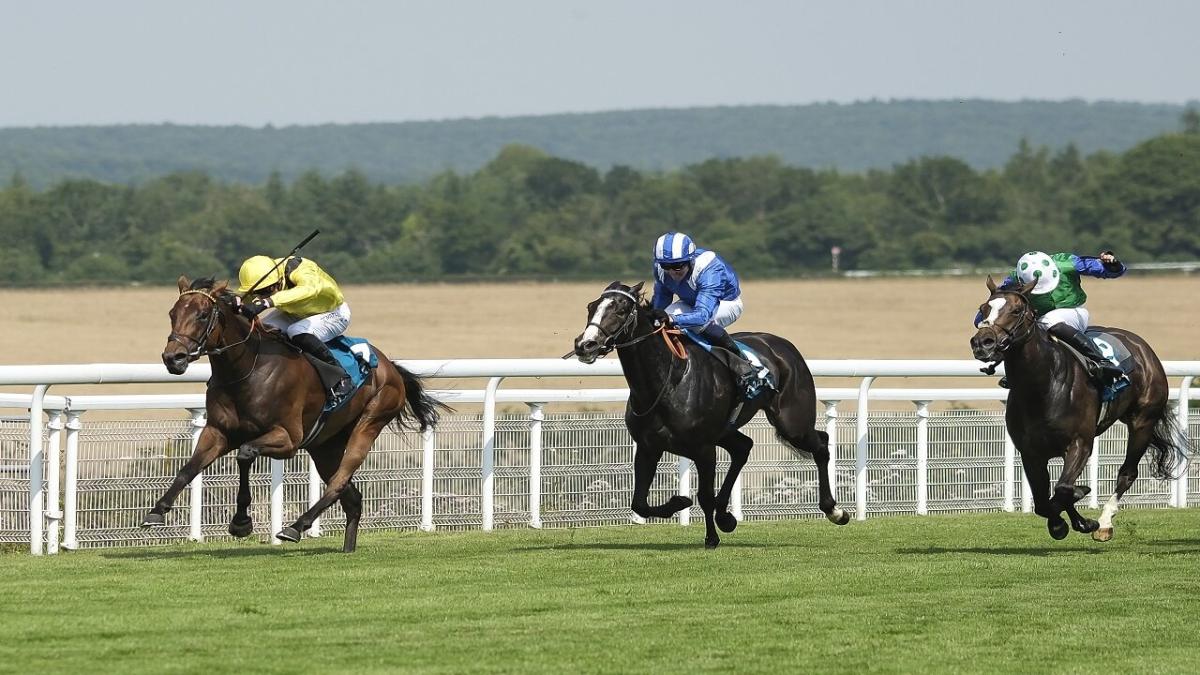 Horse racing action at Goodwood 